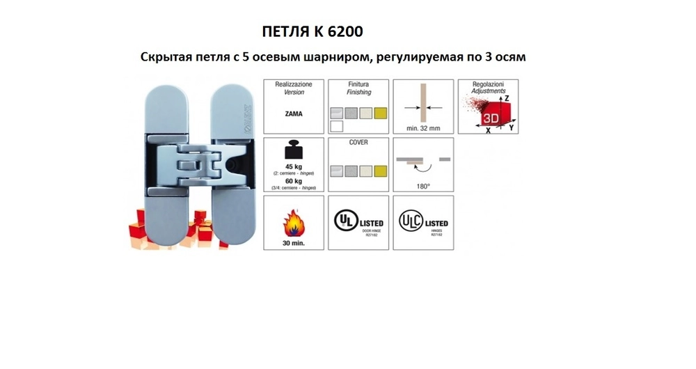 Dobradiça KUBICA K6200 Zama